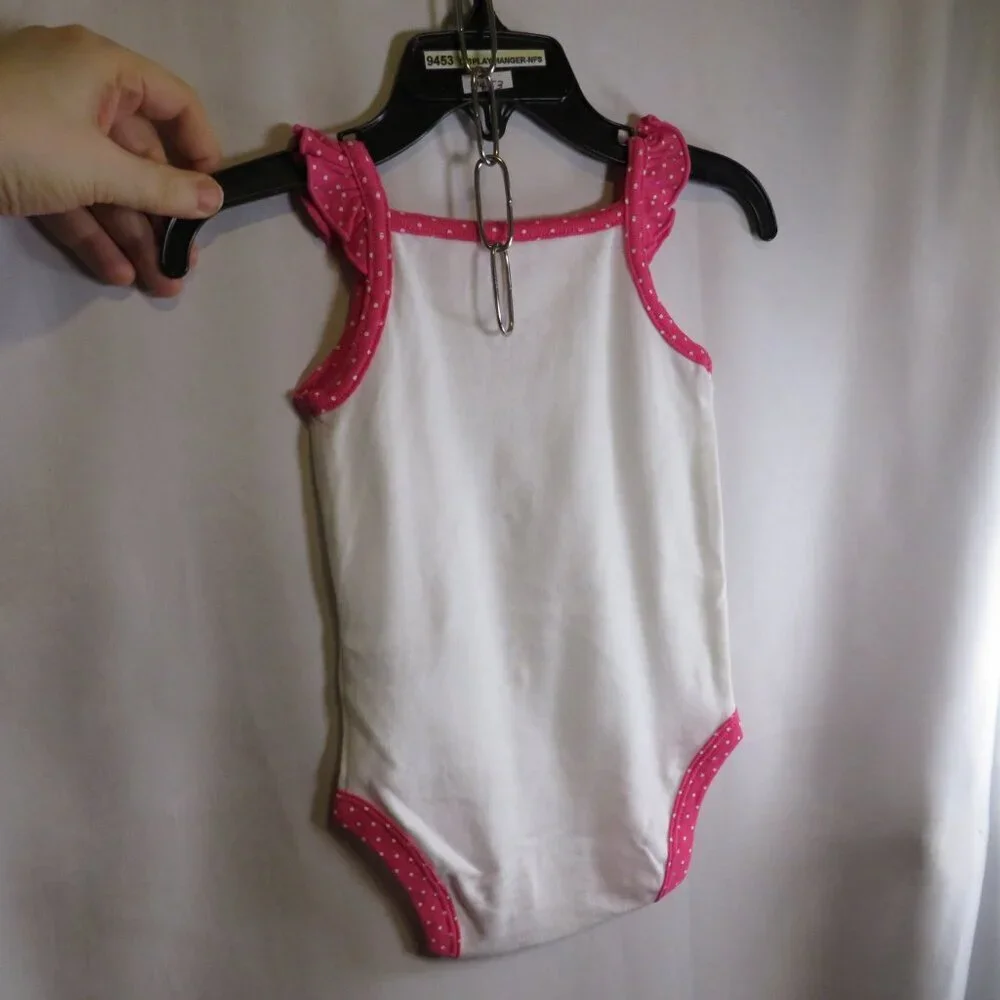 Baby Ruffled Sleeveless Bodysuit Pink Polka Dots 6mts 100% cotton